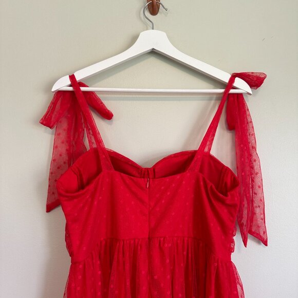 Striking red swiss dot maxi dress - Picture 5 of 6